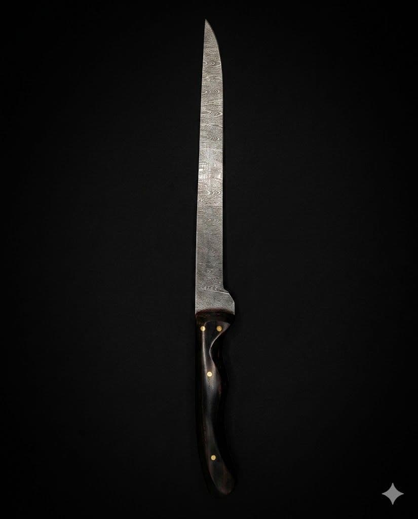 Kitchen - 327 mm - Damascus - Boning Knife - Black and Cherry Micarta handle