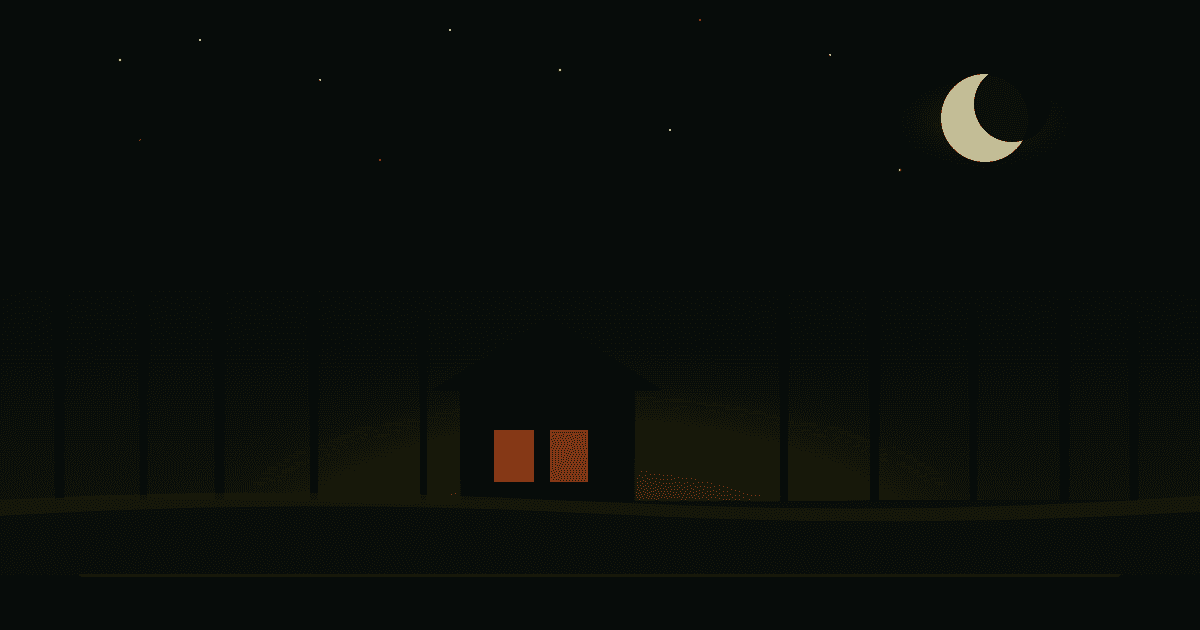 Snow Road Station forge at night with moonlight